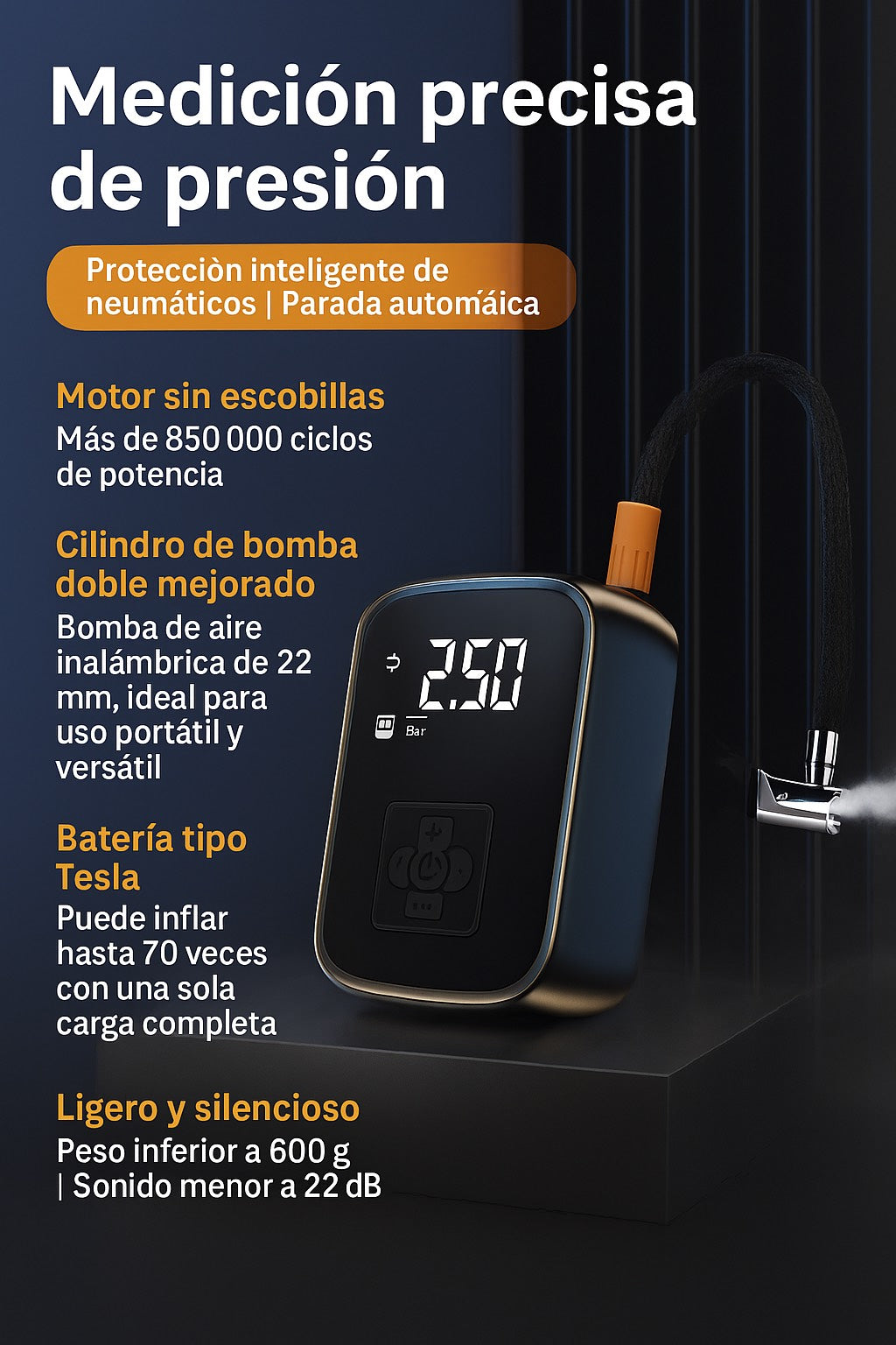 Mini Compresor Digital Portátil – Inflador Inteligente con Pantalla LED