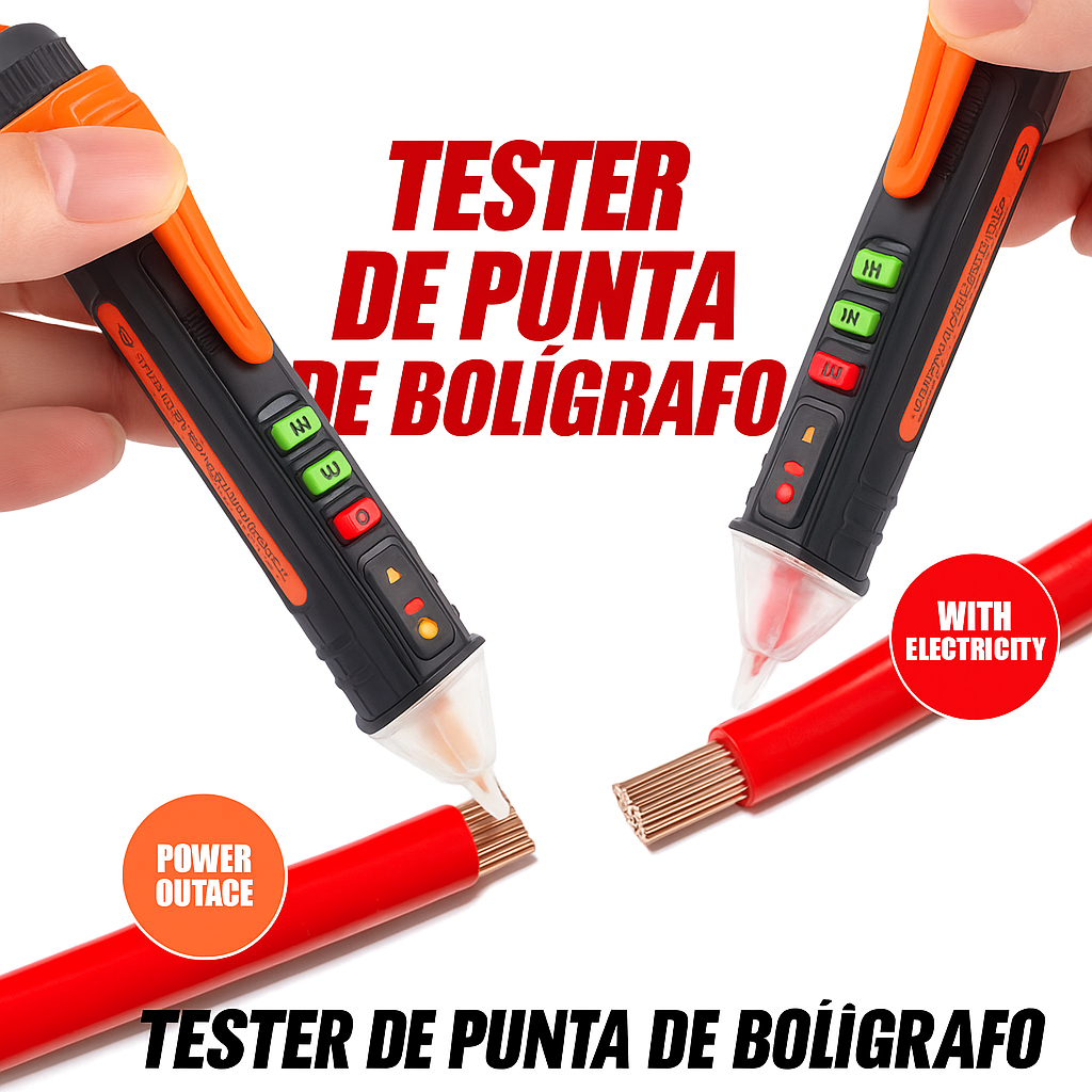 Detector de Voltaje Sin Contacto MUFASHA 12–1000V – Bolígrafo Eléctrico Profesional con Alarma y Luz LED