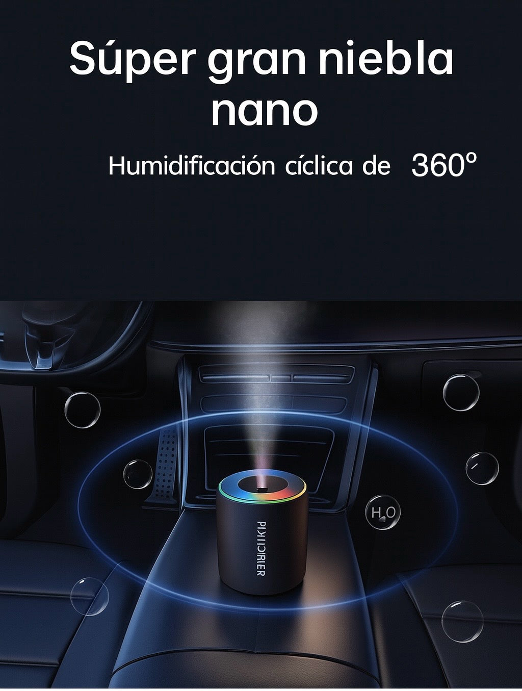 Mini Humidificador de Aire 180ML con Luz LED, Difusor de Aroma USB y Purificador de Aceites Esenciales