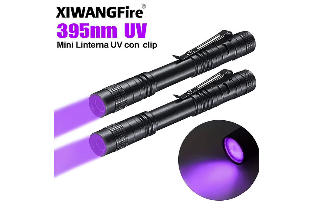 Linterna Ultravioleta 395nm con Clip – Mini Lámpara UV Portátil para Detección y Limpieza