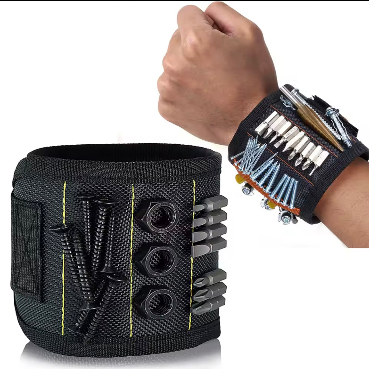 Pulsera Magnética Profesional para Sujetar Tornillos, Clavos y Brocas – Cinturón Portaherramientas de Muñeca con Imanes Potentes, Ideal para Trabajos de Reparación y Bricolaje