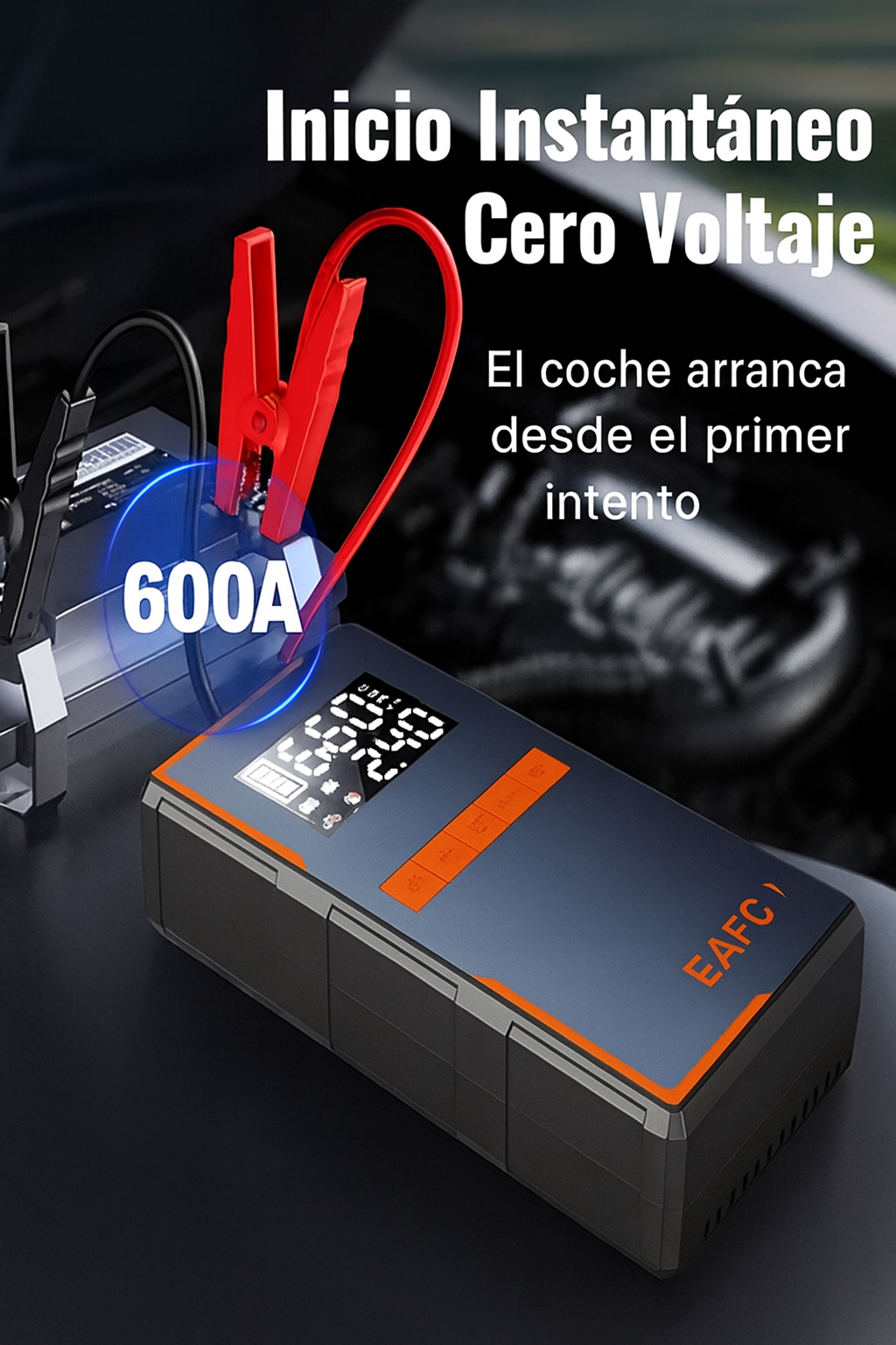 Arrancador de batería y compresor  portátil 1200A – 4 en 1