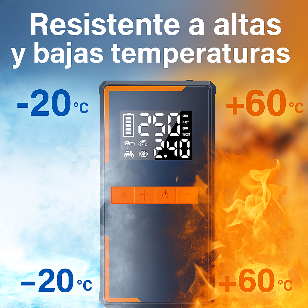 Arrancador de batería y compresor  portátil 1200A – 4 en 1